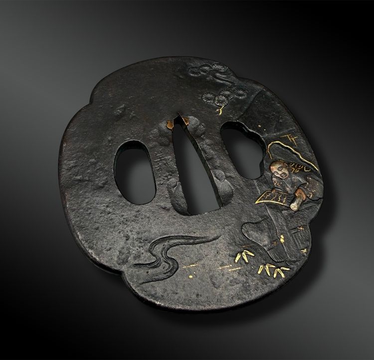 TSUBA mokko gata signé - Japon - Période Edo (1603-1868)