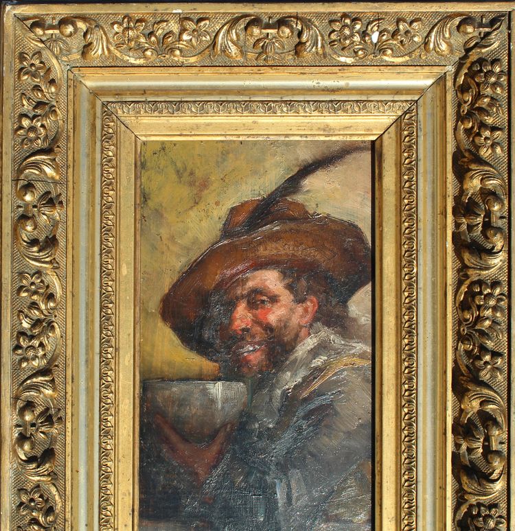 Tableau Huile / panneau représentant un Mousquetaire signé F. ROYBET