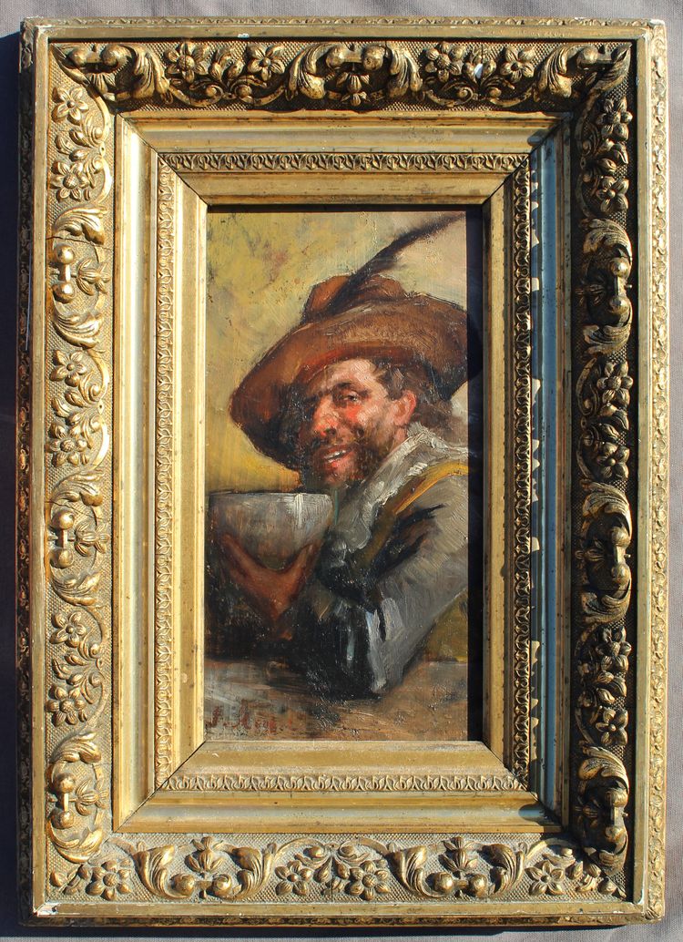 Tableau Huile / panneau représentant un Mousquetaire signé F. ROYBET