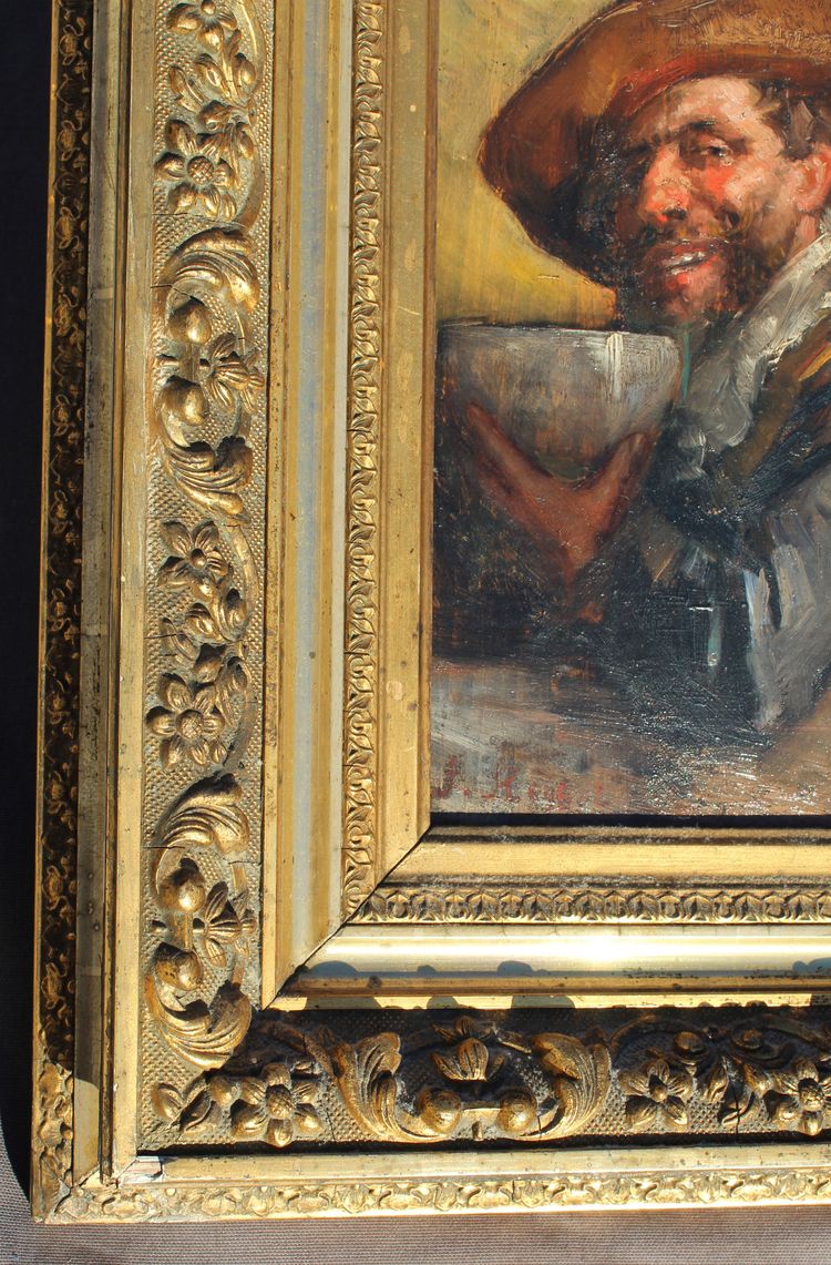 Tableau Huile / panneau représentant un Mousquetaire signé F. ROYBET