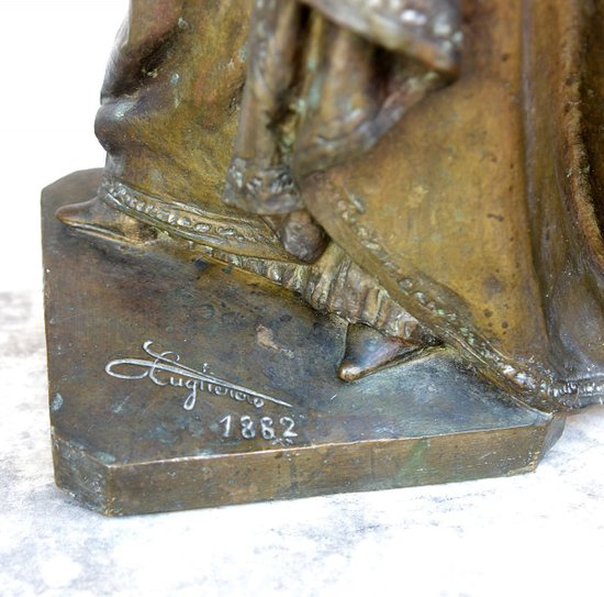 Coppia di Romeo e Giulietta in bronzo del XIX secolo di Angelo Cuglierero 1882
