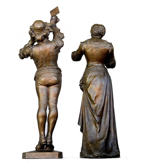 Coppia di Romeo e Giulietta in bronzo del XIX secolo di Angelo Cuglierero 1882