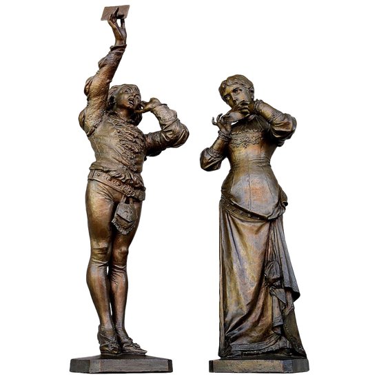 Paar von Romeo und Julia Bronze 19. Jahrhundert von Angelo Cuglierero 1882