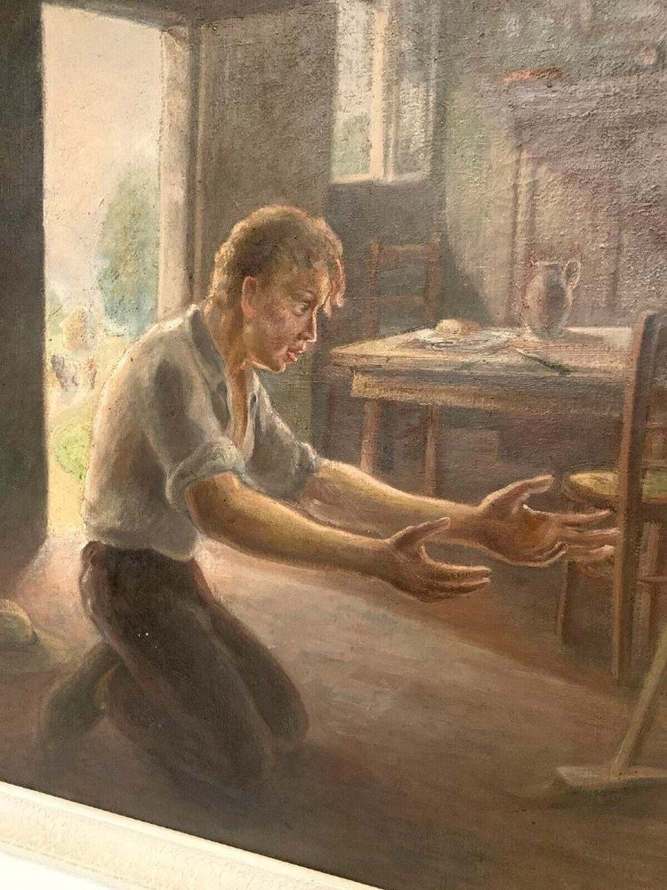 Huile Sur Toile Encadrée "scène Animée " XX Siècle