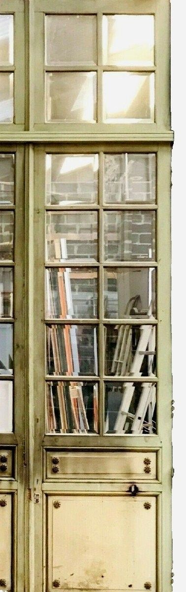Three 19th Century Patinated Beechwood Doors with Transoms