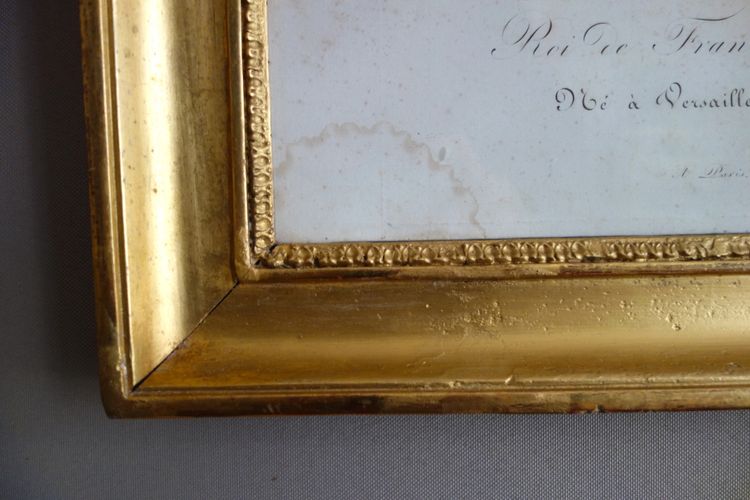 Royalist engraving - portrait of Charles X, King of France and Navarre, giltwood frame, 1820