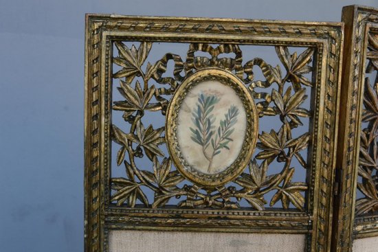 Paravent Bois Doré Style Louis XVI 
