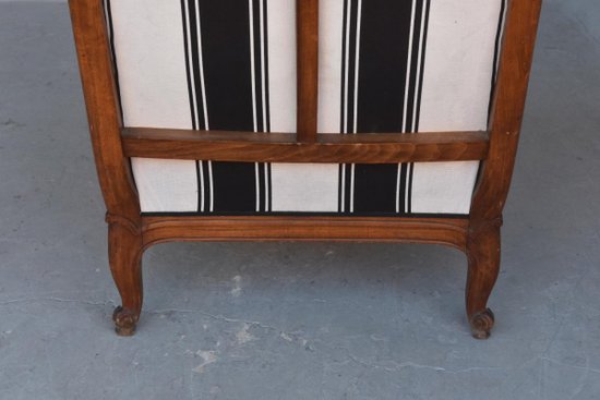 Pair Of Armchairs Bergère à Oreille Style Louis XV In Walnut