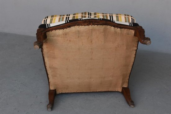 Pair Of Armchairs Bergère à Oreille Style Louis XV In Walnut
