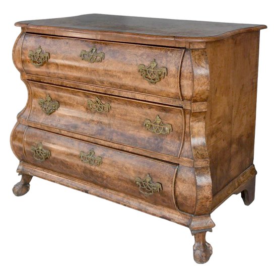 Commode Hollandaise  d'époque XVIIIème En Loupe De Noyer 