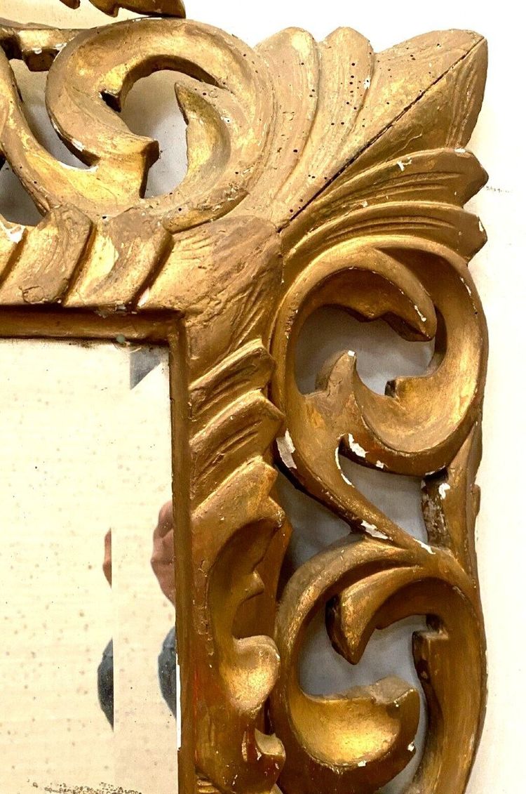Miroir En Bois Doré A Sculpture Ajourée XIX Siècle