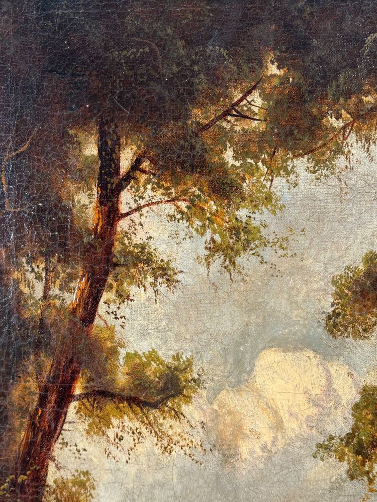 School probably German, Oil on canvas, romantic landscape with traveler, circa 1890-1910