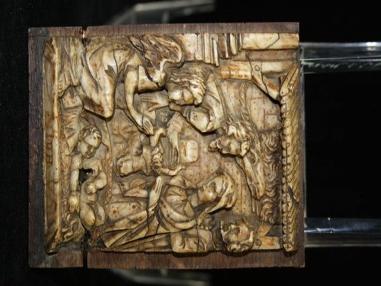Basso rilievo in alabastro del XVII secolo Nascita di Cristo.