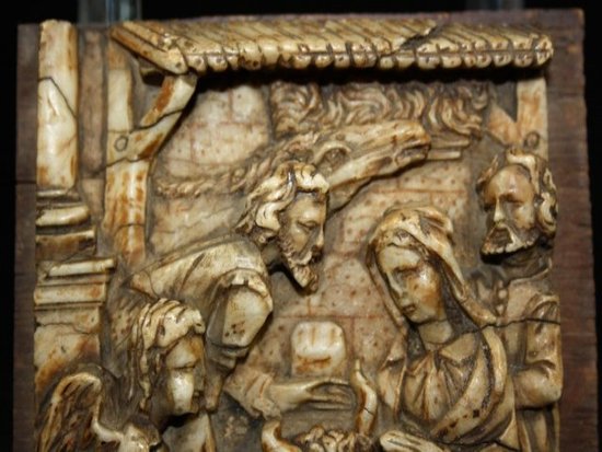 Basso rilievo in alabastro del XVII secolo Nascita di Cristo.
