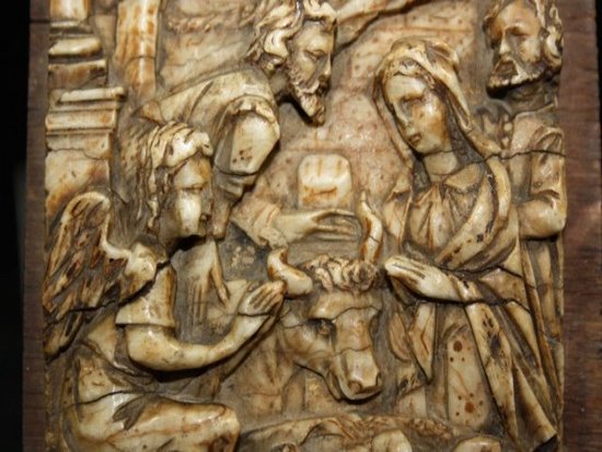 Basso rilievo in alabastro del XVII secolo Nascita di Cristo.