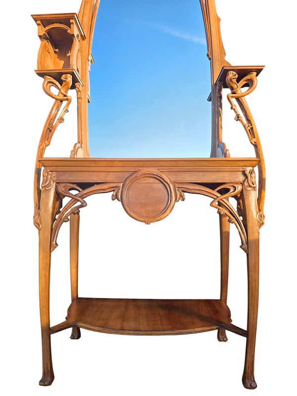 Louis Brouhot Große Jugendstil-Konsole "Aux Iris".
