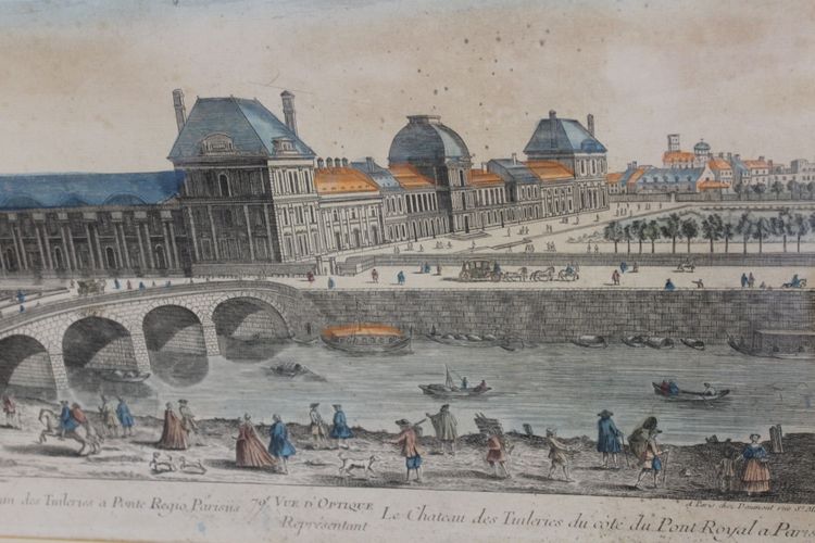View of the Tuileries Palace in Paris from the Pont Royal 18th century framed