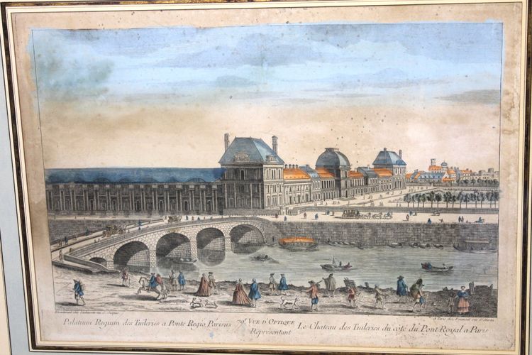 View of the Tuileries Palace in Paris from the Pont Royal 18th century framed