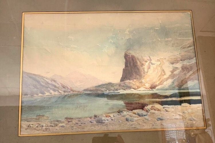 Framed Gouache "Mountain Landscape" XX Century