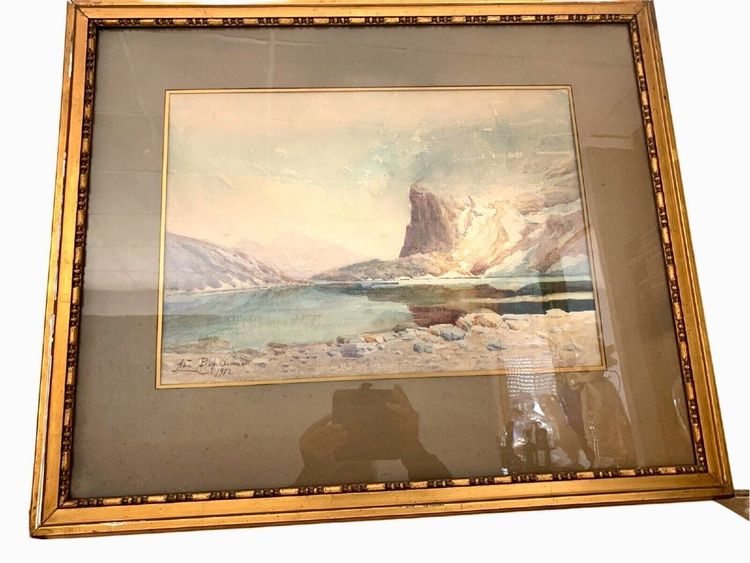 Framed Gouache "Mountain Landscape" XX Century