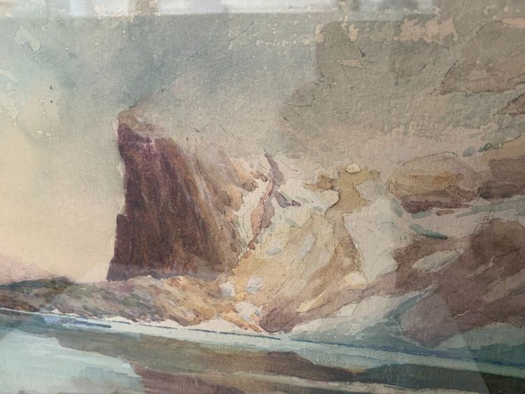 Framed Gouache "Mountain Landscape" XX Century
