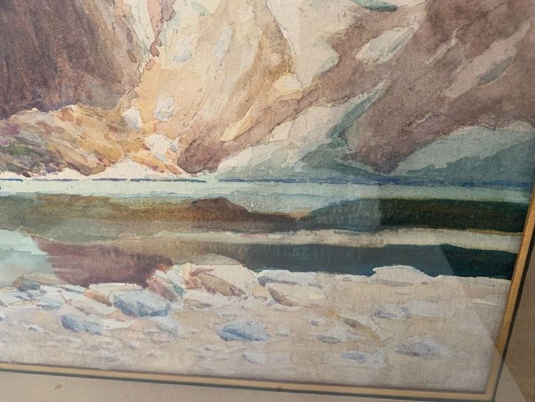Framed Gouache "Mountain Landscape" XX Century
