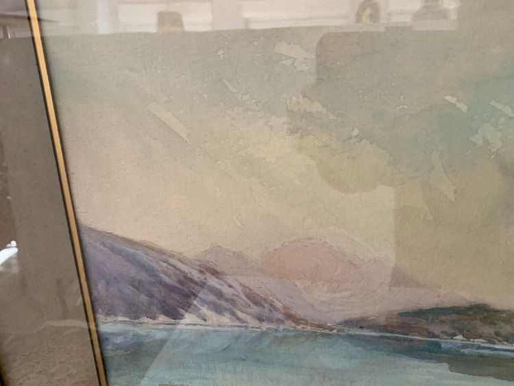 Framed Gouache "Mountain Landscape" XX Century