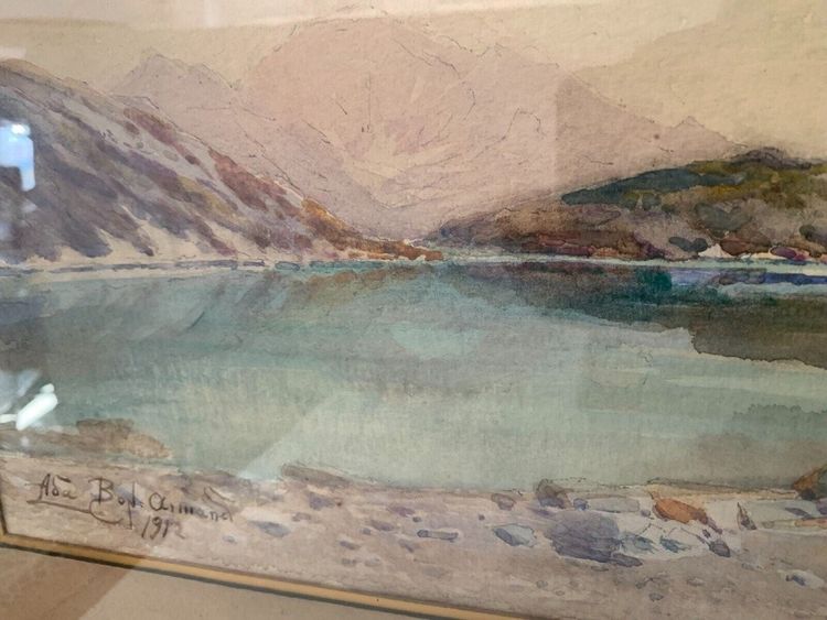 Framed Gouache "Mountain Landscape" XX Century