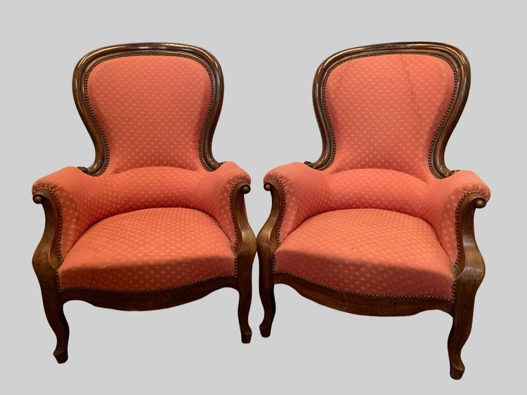 Paire De Fauteuils Louis Philippe En Acajou XIX Siècle