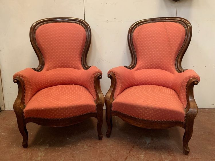 Paire De Fauteuils Louis Philippe En Acajou XIX Siècle