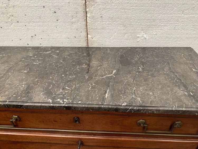 Sekretär Ludwig XVI Mahagoni Oberseite Grau geäderten Marmor XIX Jahrhundert
