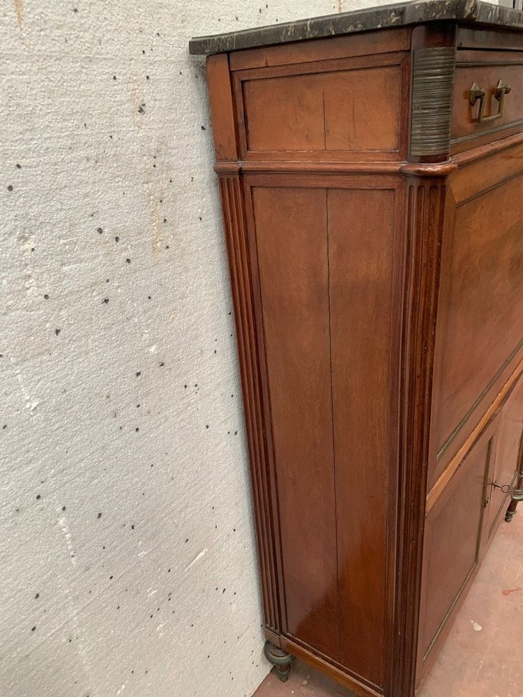 Sekretär Ludwig XVI Mahagoni Oberseite Grau geäderten Marmor XIX Jahrhundert