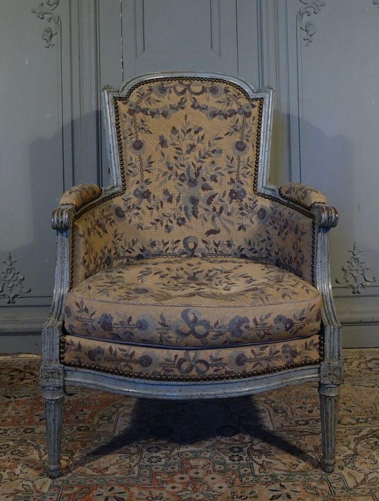 Bergère d'époque Louis XVI En Bois Peint