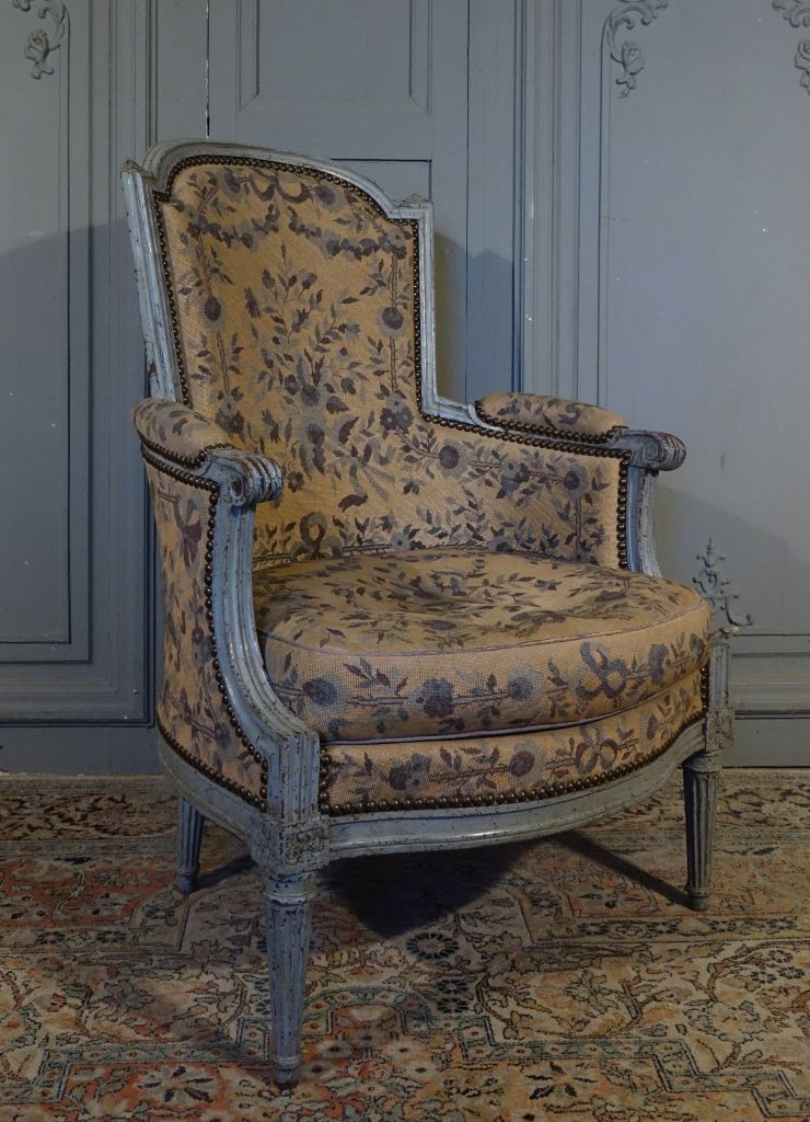 Bergère d'époque Louis XVI En Bois Peint