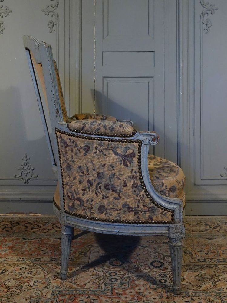 Bergère d'époque Louis XVI En Bois Peint