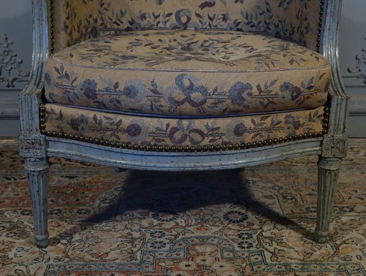 Bergère d'époque Louis XVI En Bois Peint