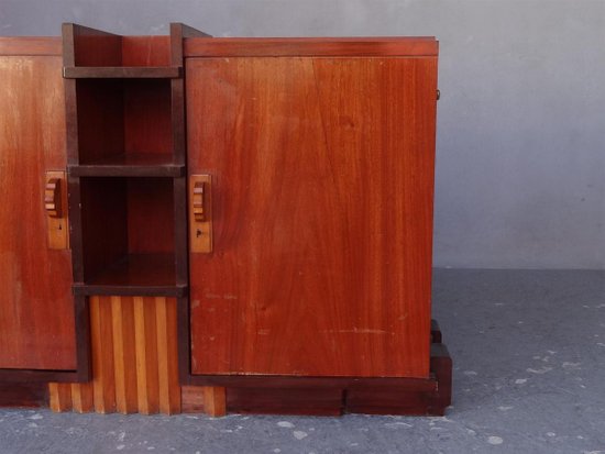 Credenza cubista in stile Art Déco in mogano