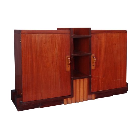 Credenza cubista in stile Art Déco in mogano