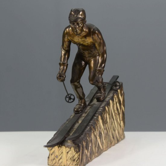 Sportsman's Rule To The Skier Ski Trophy 30's art deco