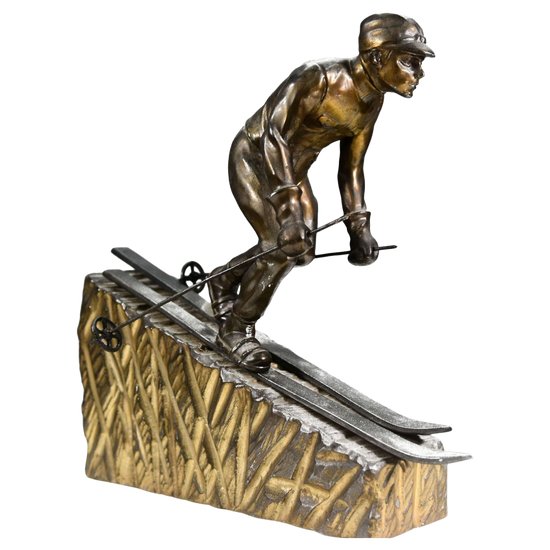 Sportsman's Rule To The Skier Ski Trophy 30's art deco