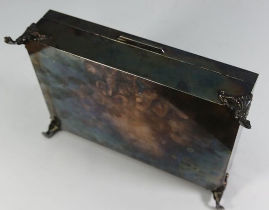Zigarrenkiste Metall Versilbert Medaillons Paris Painted XIX.