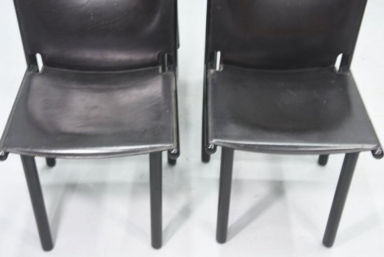 Set Of Four 1980's Leather Chairs Cassina Edition