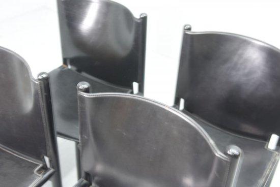 Set Of Four 1980's Leather Chairs Cassina Edition