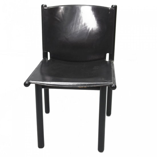 Set Of Four 1980's Leather Chairs Cassina Edition