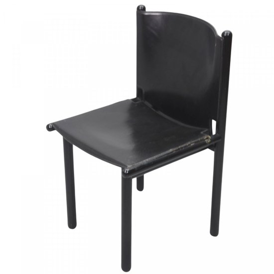 Set Of Four 1980's Leather Chairs Cassina Edition