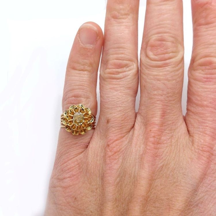 Napoleon III "Flower" Yellow Diamond Ring