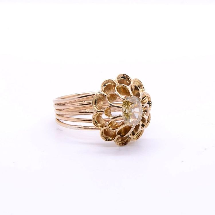 Napoleon III "Flower" Yellow Diamond Ring