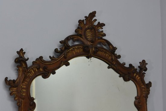 Bench Louis XV style Tapestry And Mirror late 19th century