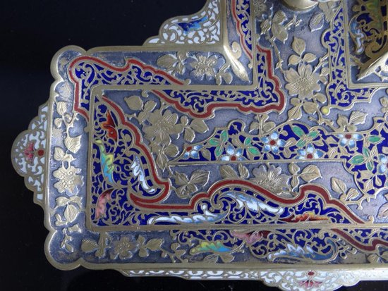 Calamaio in bronzo e cloisonné di Parigi Napoleone III