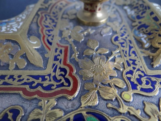 Calamaio in bronzo e cloisonné di Parigi Napoleone III